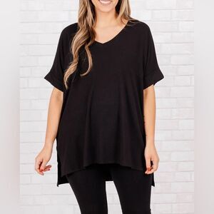 Black V-Neck Women's Top Chic Soul